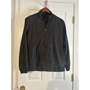 Everlast Black Geometric Print Windbreaker Jacket Large Full Zip Athletic